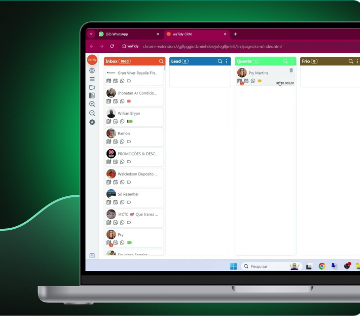 Funil de vendas Kanban no WhatsApp